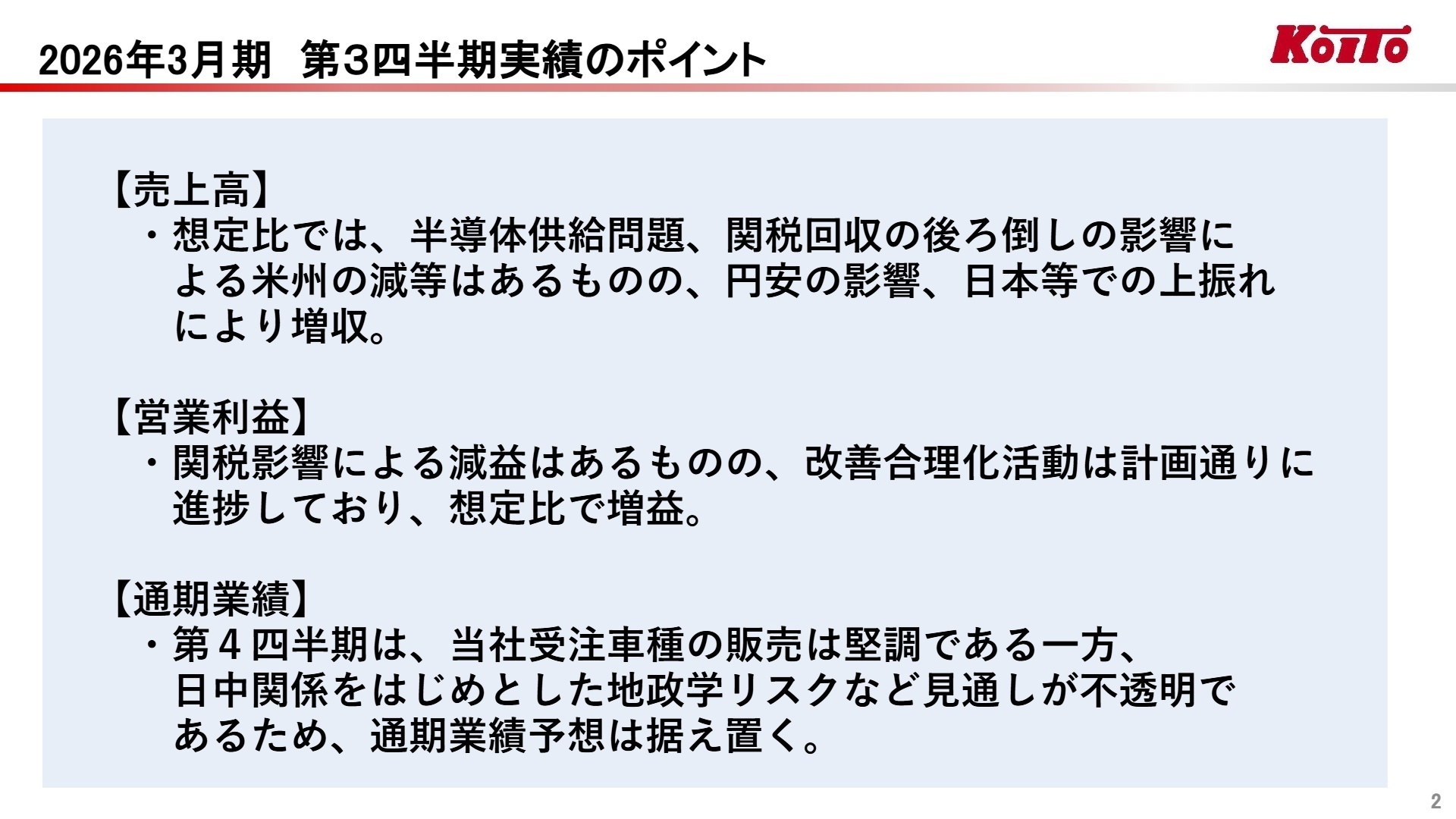 連結業績サマリー