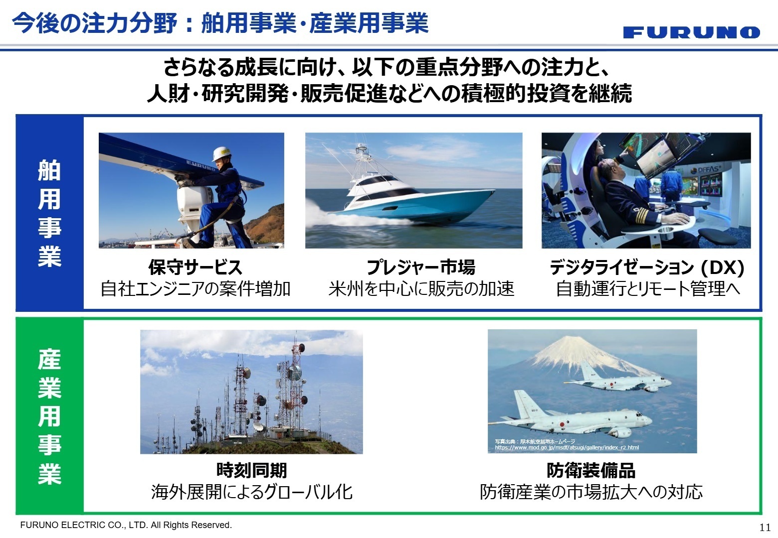 今後の注力分野：舶用・産業用事業
