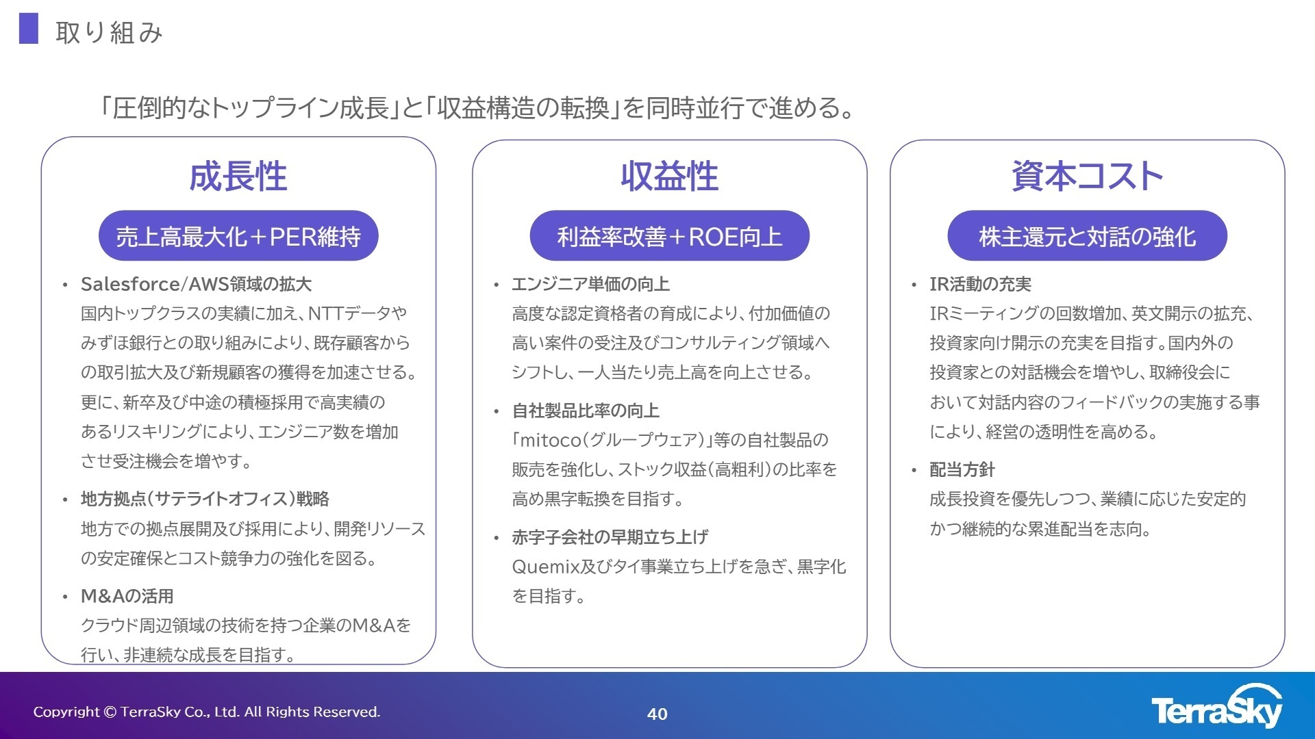 今後の取り組みと戦略