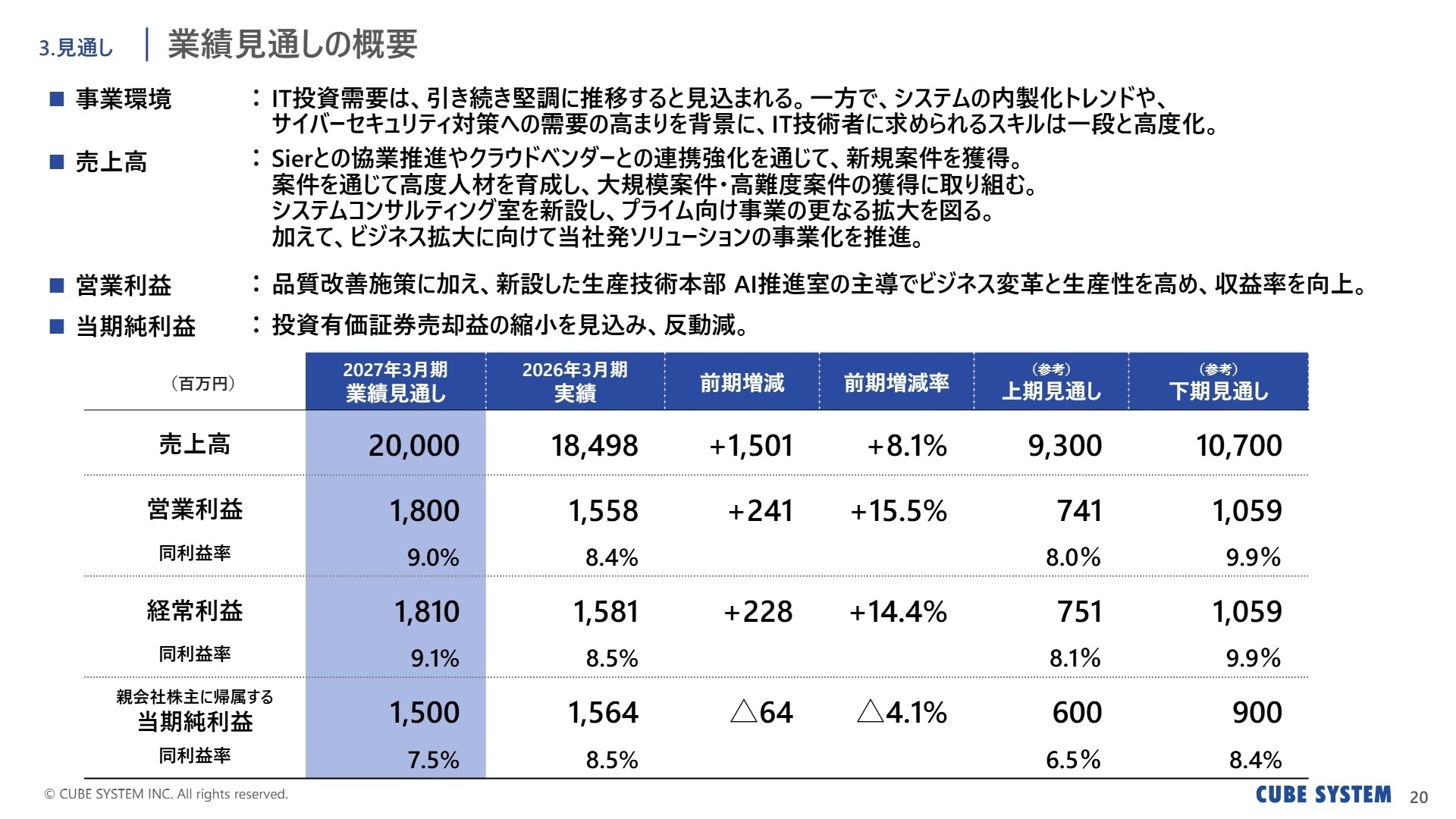 業績見通しの概要