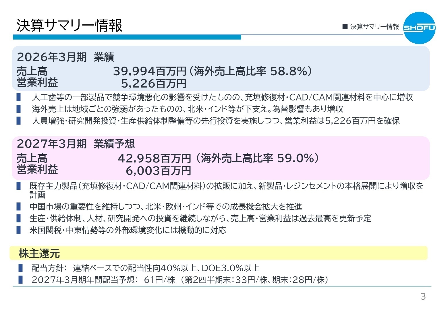 決算サマリー情報