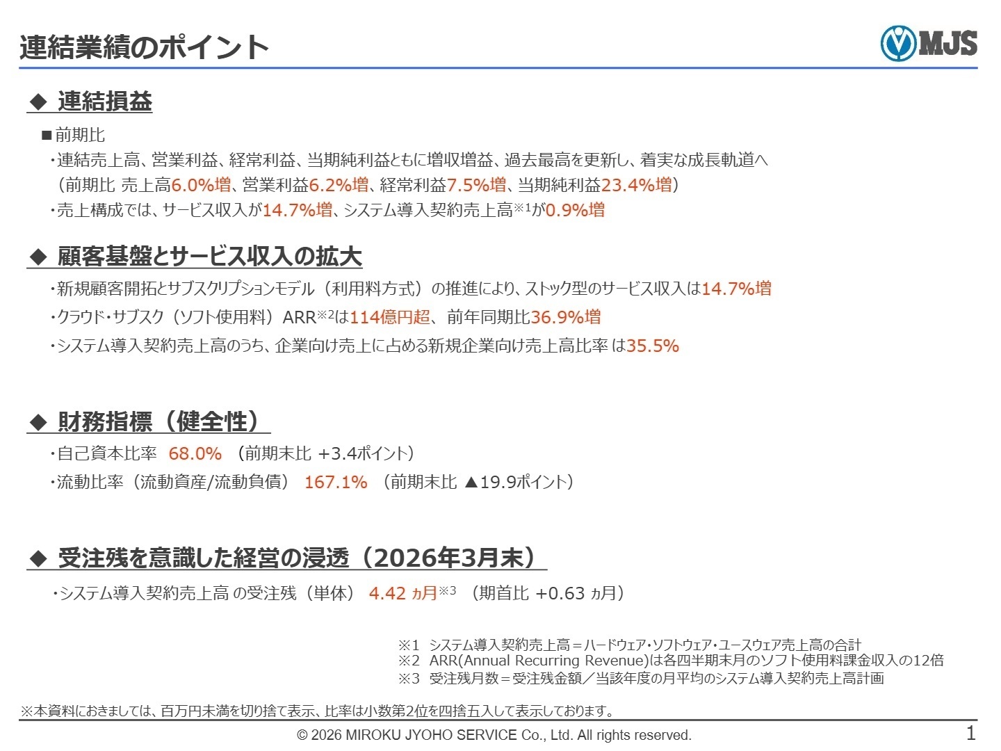 連結業績のポイント