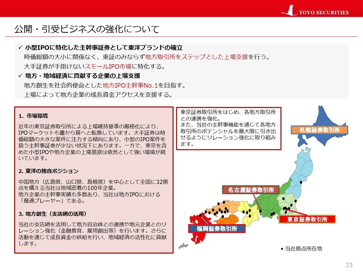 公開・引受ビジネスの強化