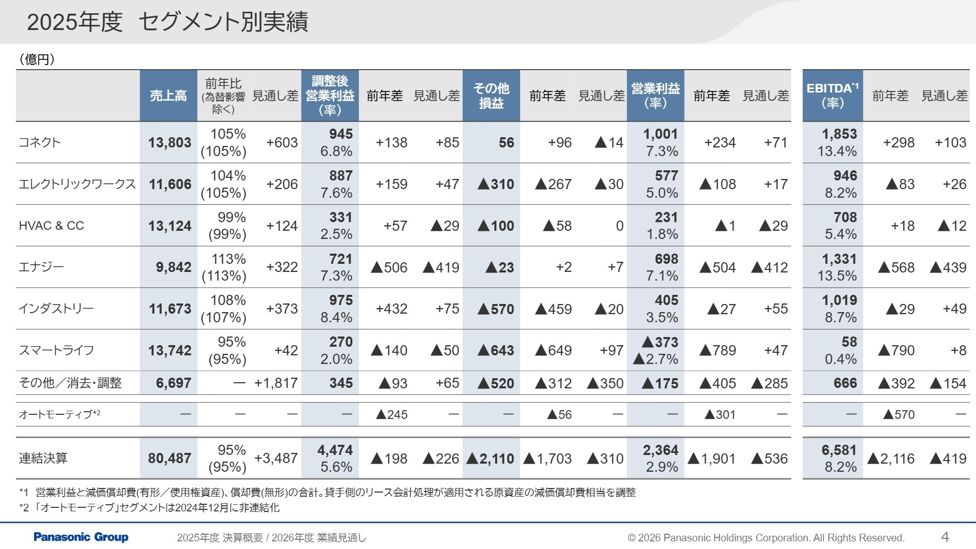 2025年度 セグメント別実績