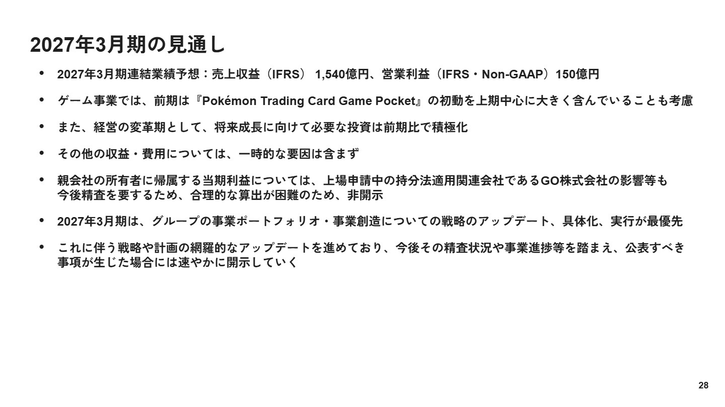 2027年3月期の業績見通しスライド