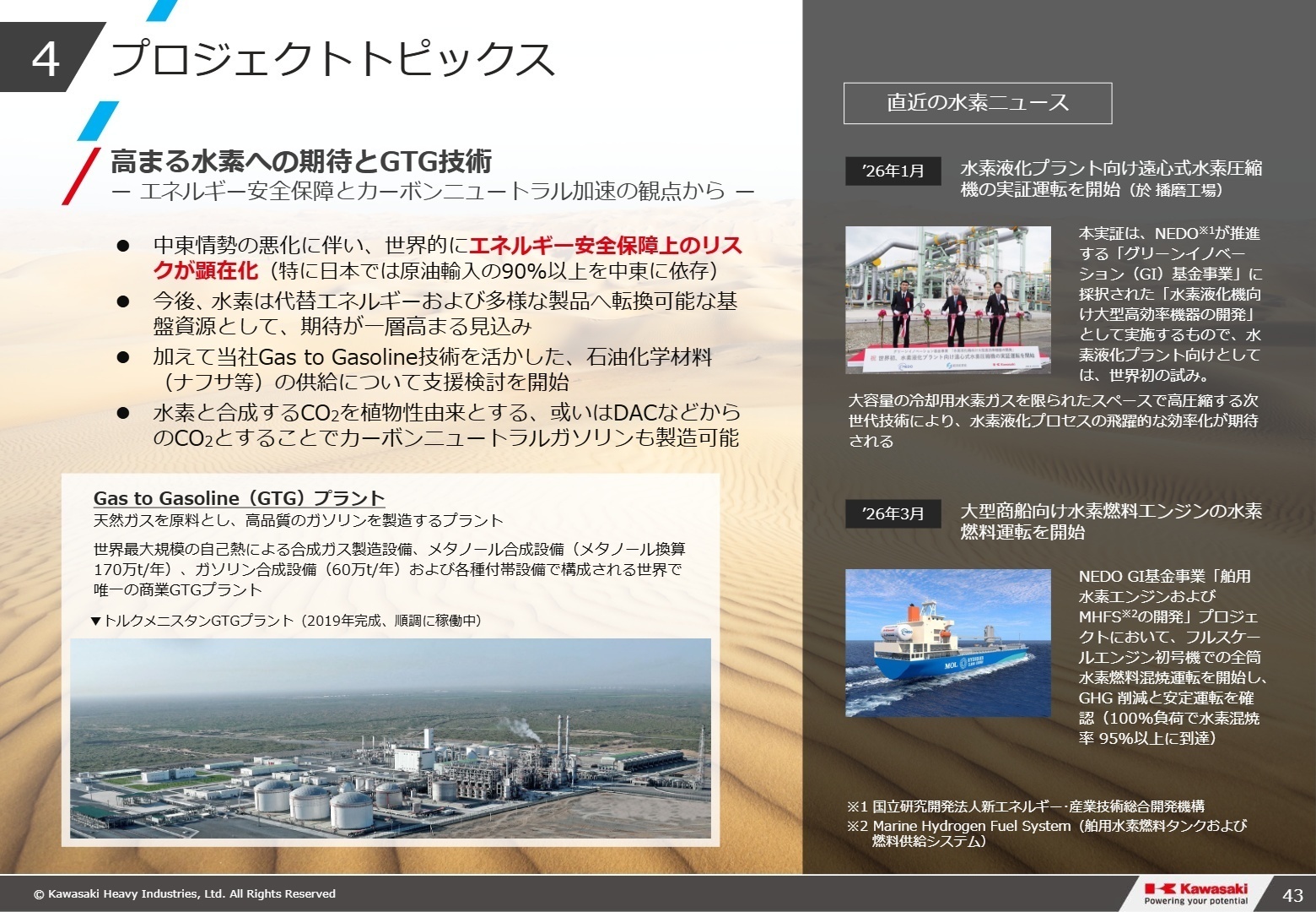 プロジェクトトピックス 高まる水素への期待とGTG技術