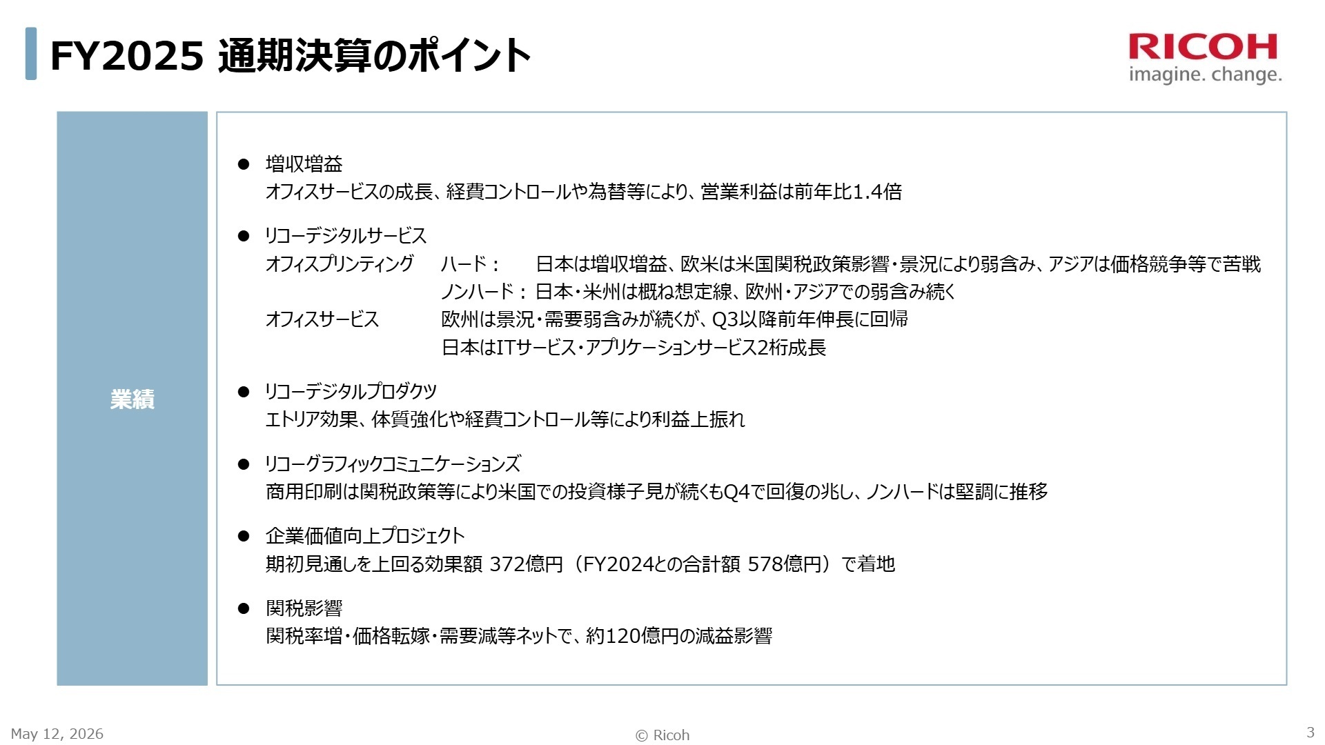FY2025 通期決算のポイント