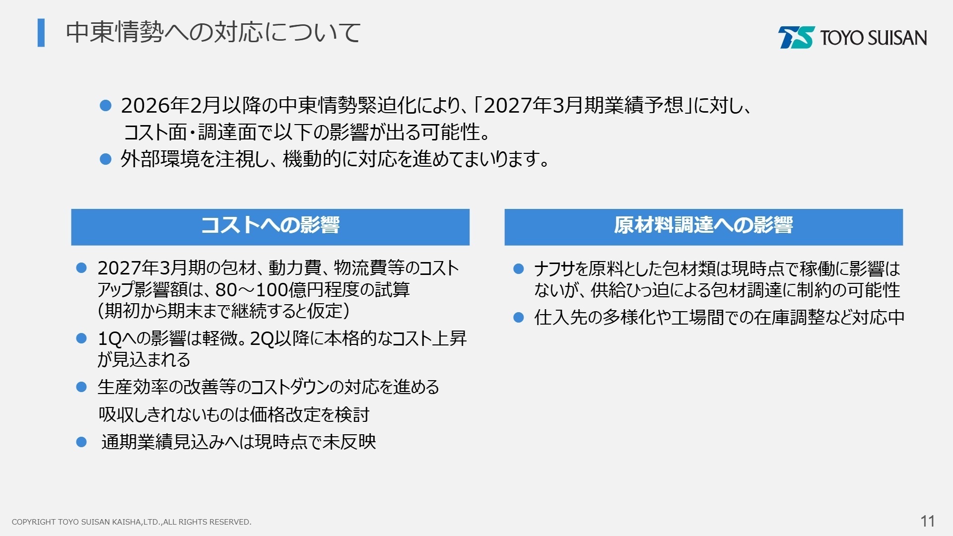 中東情勢への対応と今後の見通し