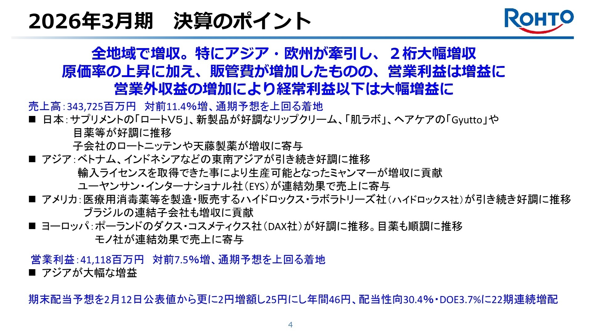 2026年3月期 決算のポイント