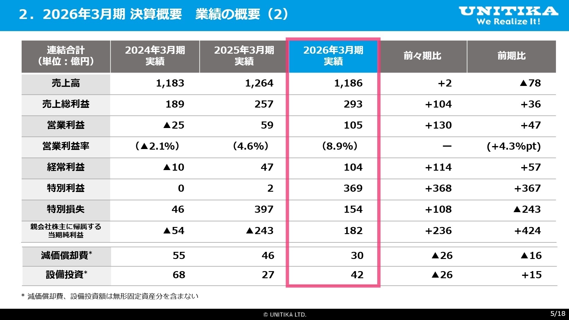 業績の概要