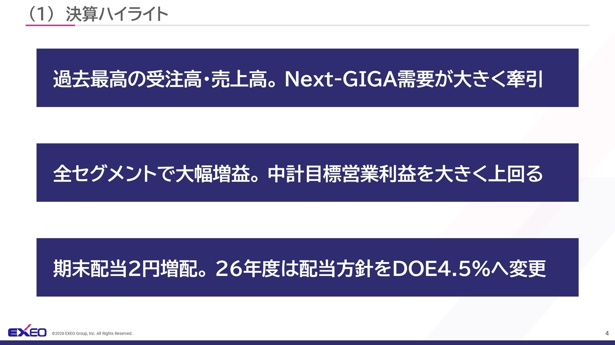 決算ハイライト