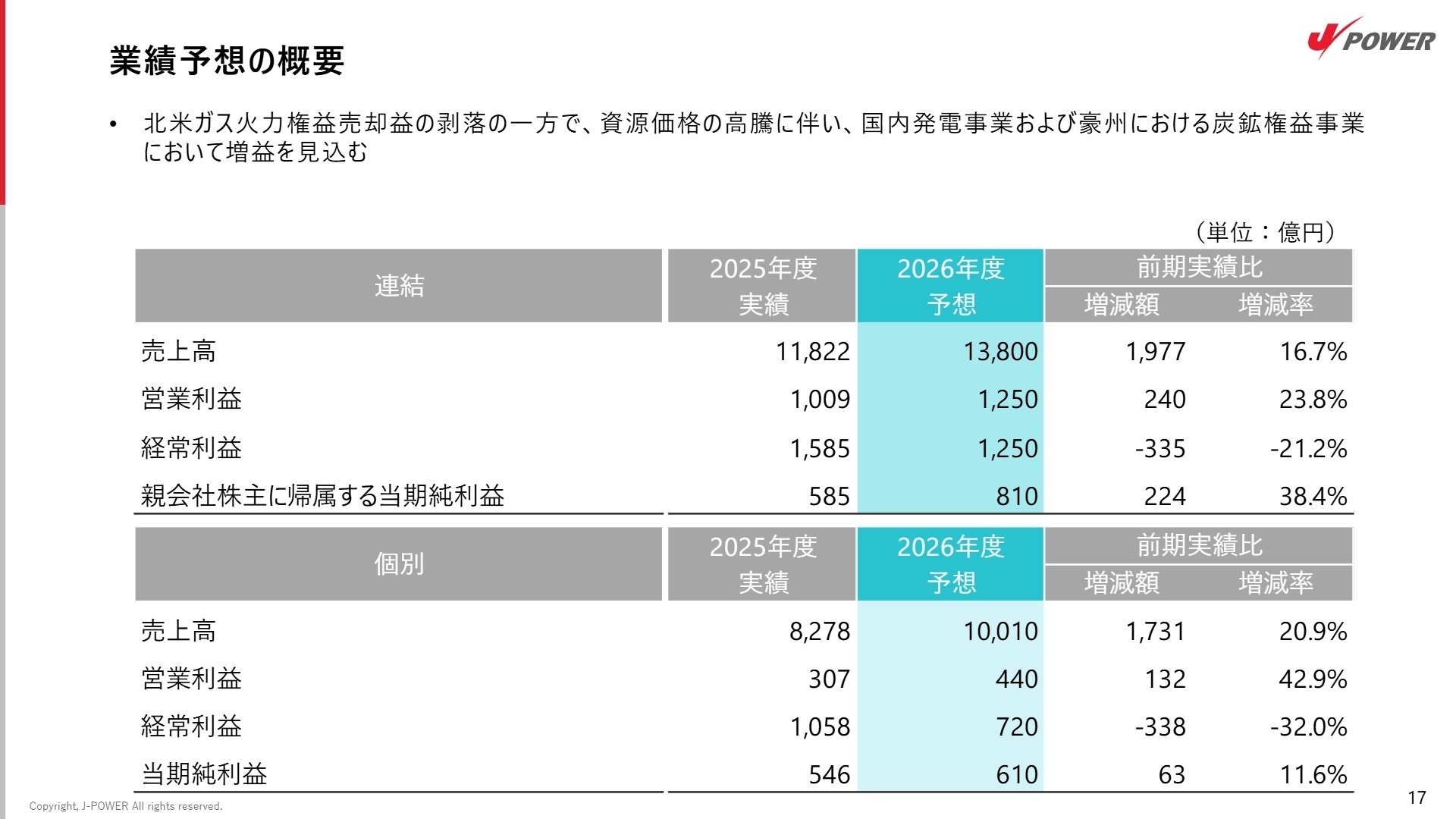 業績予想の概要