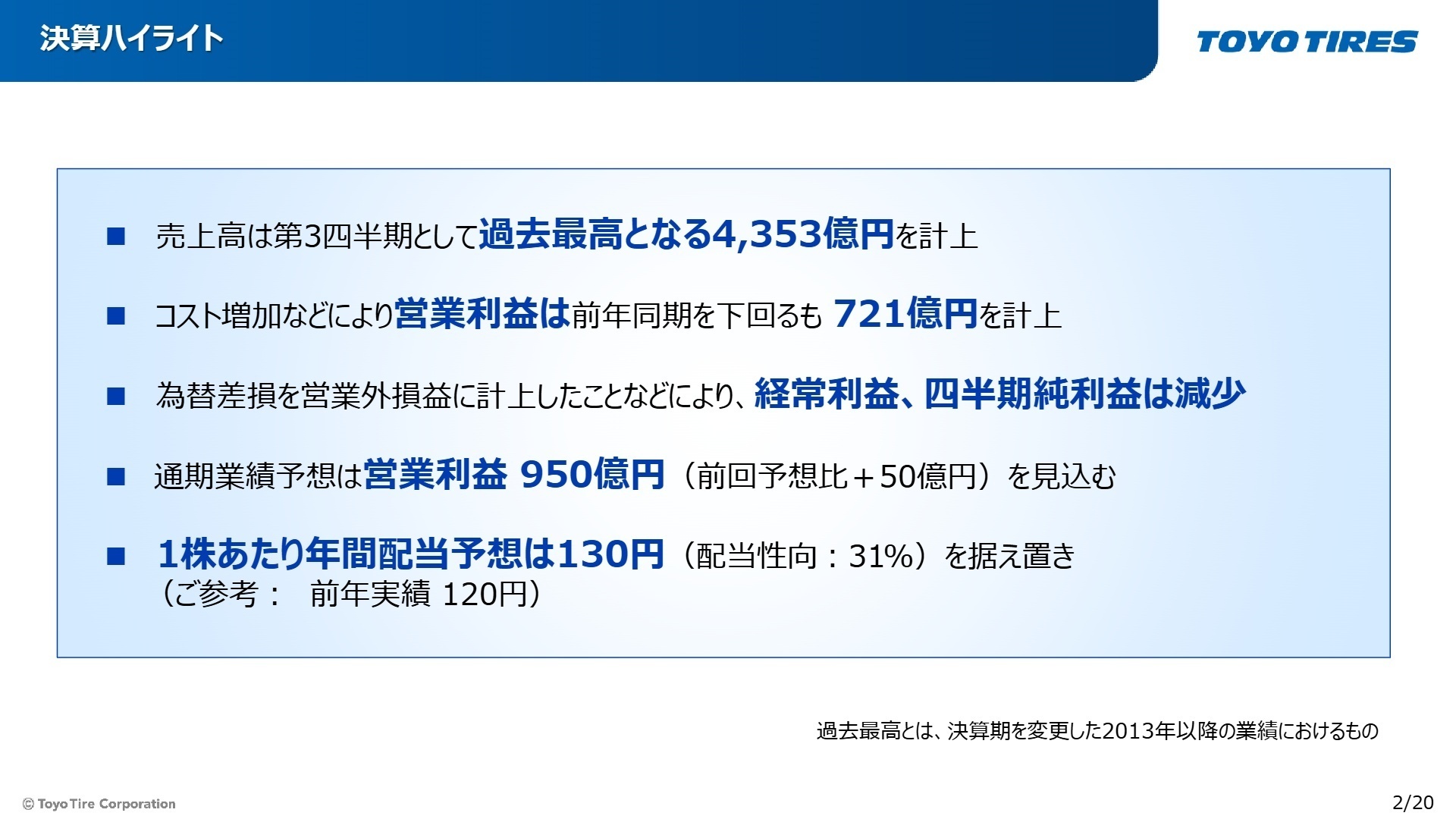 決算ハイライト